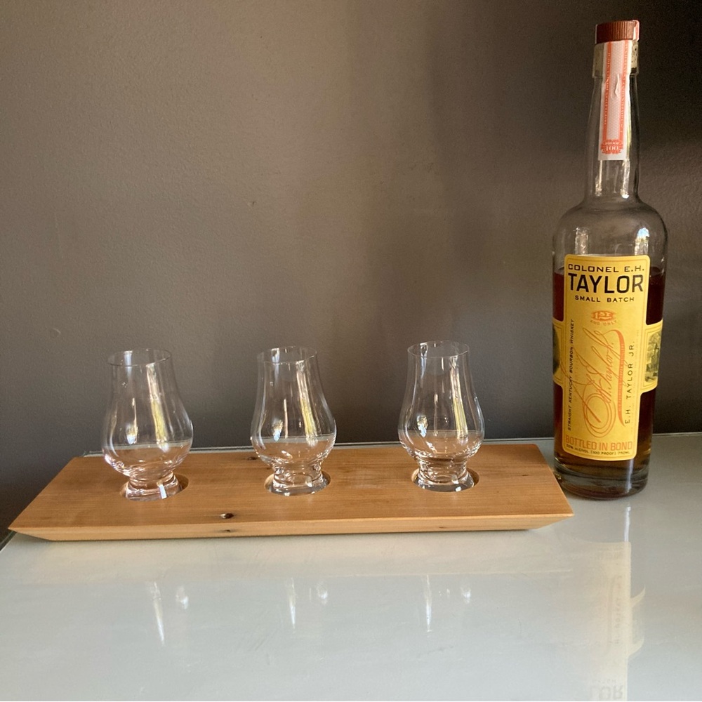 Handmade Wood Whiskey Flight Board For Glencairn Glasses (Glasses Not Included)